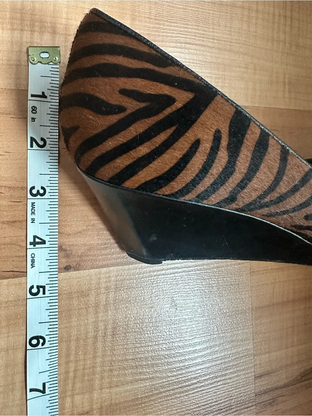 Johnston & Murphy Brown and Black Zebra Animal Print/Hair-calf Low Wedge Pumps